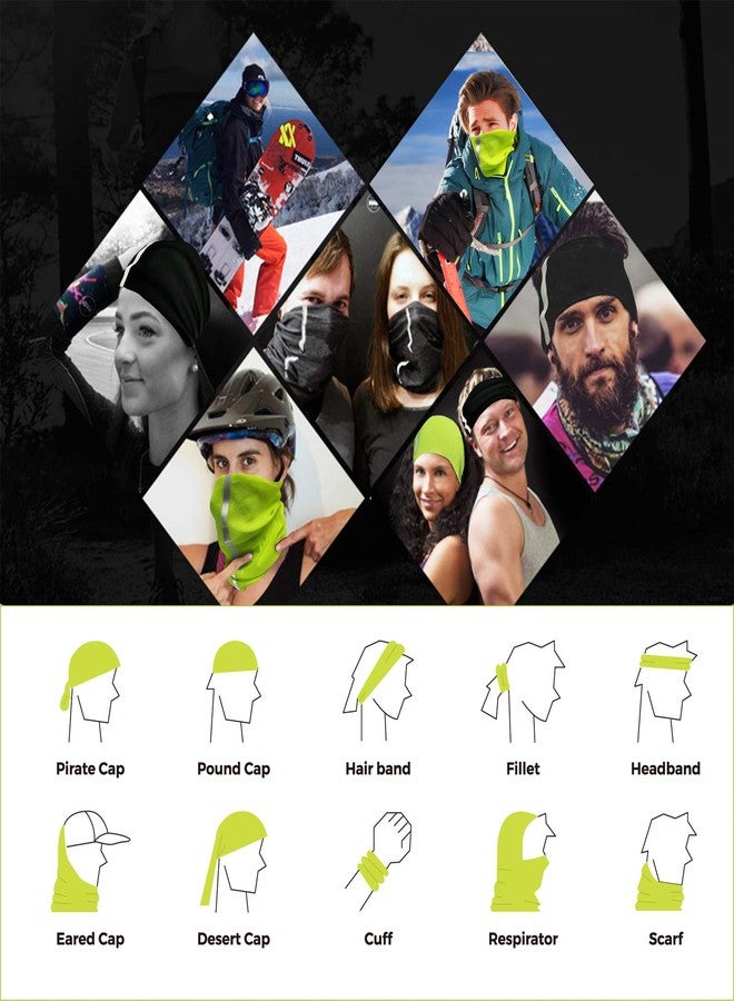 Bilymate 9 Pcs Reflective Bandana Face Mask hi vis Neck Gaiter for men women, Scarf Headbands Balaclava Headwear buff Tube Windproof Seamless Face Cover Green - Image 5
